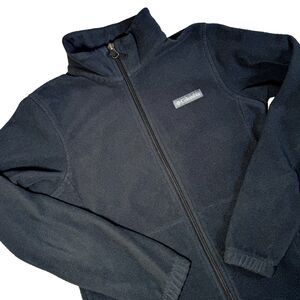 Columbia Black Plush Fleece Zip Up Jacket Kids 10/12 Outdoor Warm Cozy Fall